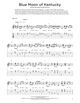 page one of Blue Moon Of Kentucky (arr. Fred Sokolow) (Solo Guitar)