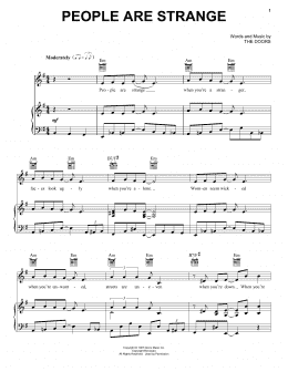 page one of People Are Strange (Piano, Vocal & Guitar Chords (Right-Hand Melody))
