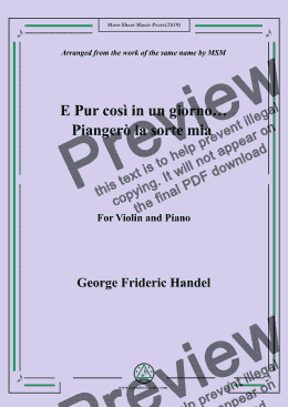 page one of Handel-E pur così in un giorno...Piangerò la sorte mia,for Violin and Piano