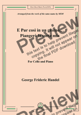 page one of Handel-E pur così in un giorno...Piangerò la sorte mia,for Cello and Piano