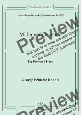 page one of Handel-Mi lagnerò tacendo,for Flute and Piano