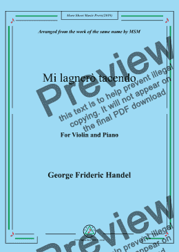 page one of Handel-Mi lagnerò tacendo,for Violin and Piano