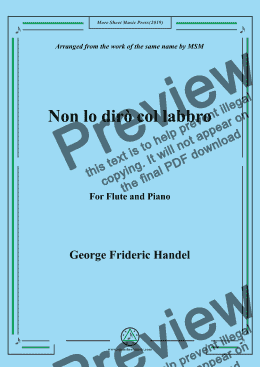 page one of Handel-Non lo dirò col labbro,for Flute and Piano