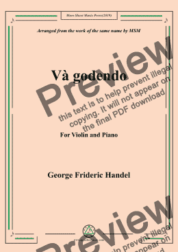 page one of Handel-Và godendo,for Violin and Piano