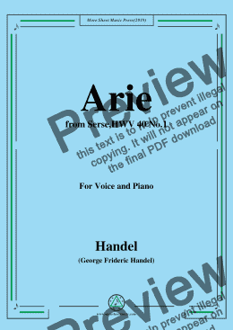page one of Handel-Arie,from Serse,HWV 40 No.1,for Voice&Piano