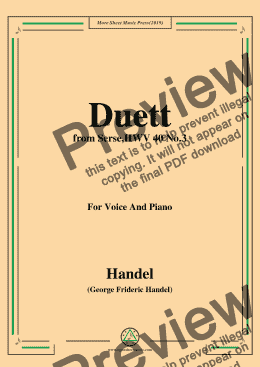 page one of Handel-Duett,from Serse,HWV 40 No.3,for Voice&Piano
