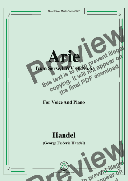 page one of Handel-Arie,from Serse,HWV 40 No.6,for Voice&Piano