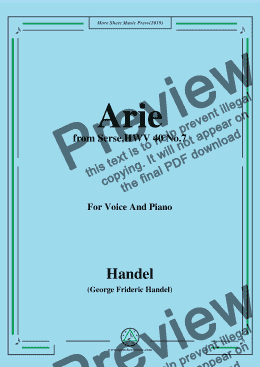 page one of Handel-Arie,from Serse,HWV 40 No.7,for Voice&Piano