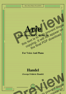 page one of Handel-Arie,from Serse,HWV 40 No.10,for Voice&Piano