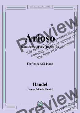 page one of Handel-Arioso,from Serse,HWV 40 No.14a,for Voice&Piano