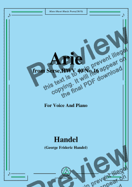 page one of Handel-Arie,from Serse,HWV 40 No.16,for Voice&Piano