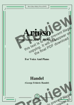 page one of Handel-Arioso,from Serse,HWV 40 No.17a,for Voice&Piano