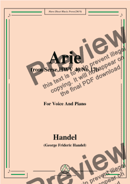 page one of Handel-Arie,from Serse,HWV 40 No.17b,for Voice&Piano