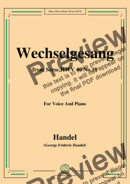 page one of Handel-Wechselgesang,from Serse,HWV 40 No.19,for Voice&Piano