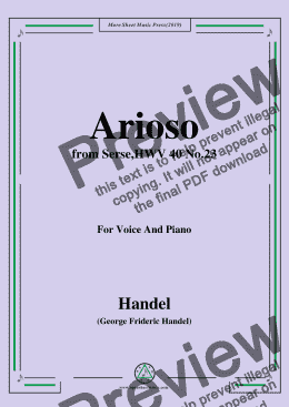 page one of Handel-Arioso,from Serse,HWV 40 No.23,for Voice&Piano