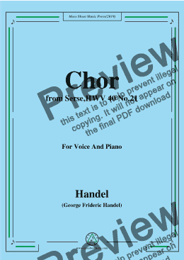 page one of Handel-Chor,from Serse,HWV 40 No.21,for Voice&Piano