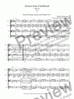 page one of Kinderscenen 1-7 Robert Schumann Arr. for String Quartet