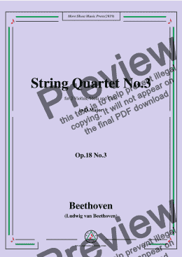 page one of Beethoven-String Quartet No.3 in D Major,Op.18 No.3