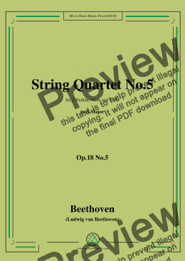 page one of Beethoven-String Quartet No.5 in A Major,Op.18 No.5