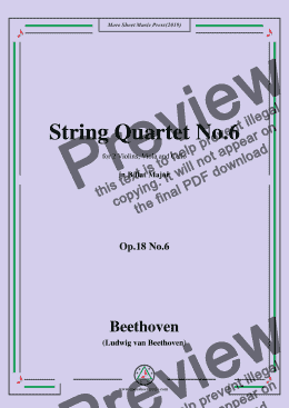 page one of Beethoven-String Quartet No.6 in B flat Major,Op.18 No.6
