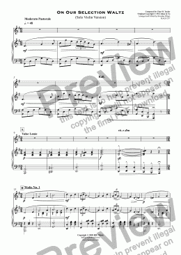 page one of On Our Selection Waltz (Solo Violin)