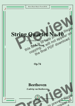 page one of Beethoven-String Quartet No.10 in E flat Major Op.74