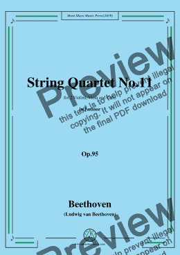 page one of Beethoven-String Quartet No.11 in f minor,Op.95