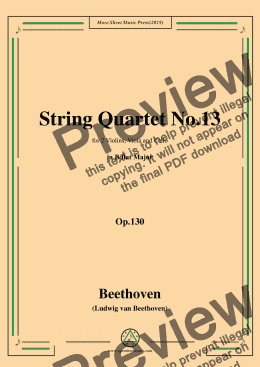 page one of Beethoven-String Quartet No.13 in B flat Major,Op.130