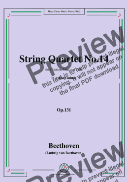 page one of Beethoven-String Quartet No.14 in c sharp minor,Op.131