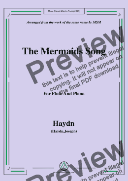 page one of Haydn-The Mermaids Song, for Flute and Piano