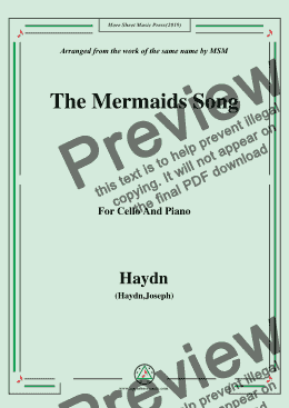 page one of Haydn-The Mermaids Song, for Cello and Piano