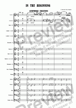 page one of In the Beginning   (Symphonic Creation)