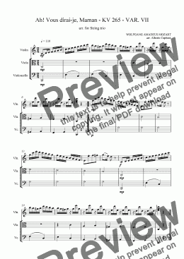 page one of Ah! Vous dirai-je, Maman - KV 265 - VAR. VII - arr. for String trio