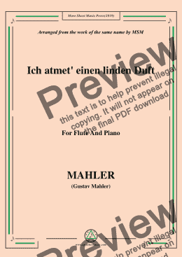 page one of Mahler-Ich atmet' einen linden Duft, for Flute and Piano