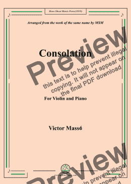 page one of Masse-Consolation, for Violin and Piano
