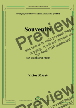 page one of Masse-Souvenirs, for Violin and Piano