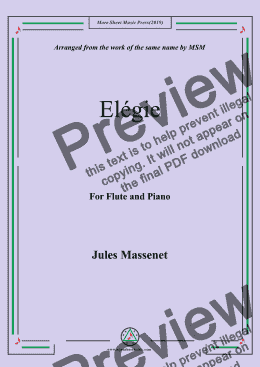page one of Massenet-Elégie, for Flute and Piano