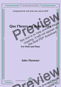 page one of Massenet-Que l'heure est donc brève, for Flute and Piano