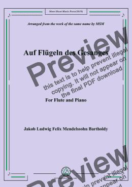 page one of Mendelssohn-Auf Flügeln des Gesanges, for Flute and Piano