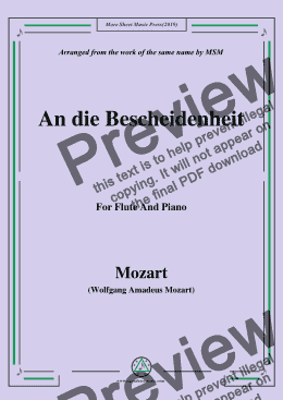 page one of Mozart-An die bescheidenheit,for Flute and Piano