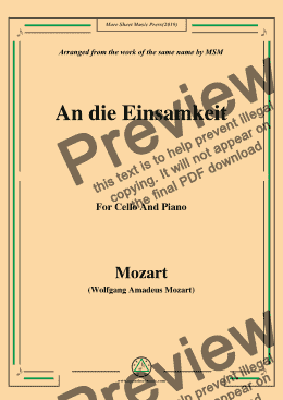 page one of Mozart-An die einsamkeit,for Cello and Piano