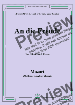 page one of Mozart-An die freude,for Flute and Piano