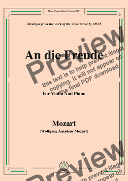 page one of Mozart-An die freude,for Violin and Piano