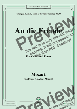 page one of Mozart-An die freude,for Cello and Piano