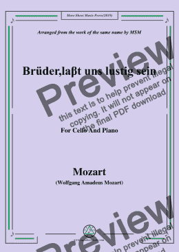 page one of Mozart-Brüder,laβt uns lustig sein,for Cello and Piano