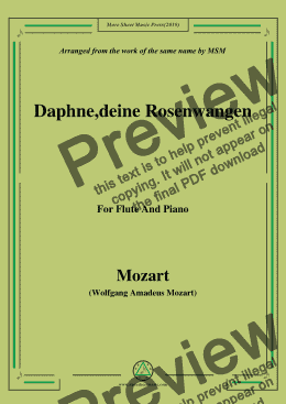 page one of Mozart-Daphne,deine rosenwangen,for Flute and Piano