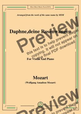 page one of Mozart-Daphne,deine rosenwangen,for Violin and Piano