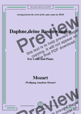 page one of Mozart-Daphne,deine rosenwangen,for Cello and Piano