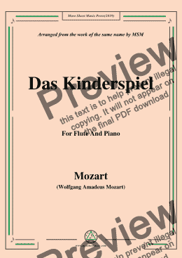 page one of Mozart-Das kinderspiel,for Flute and Piano