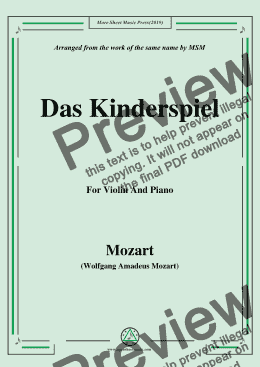 page one of Mozart-Das kinderspiel,for Violin and Piano